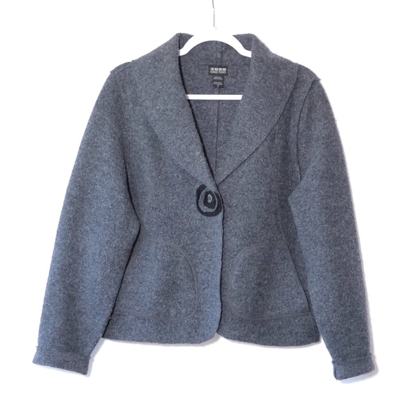 Nomadic Traders NTCO 100% Wool Sweater Jacket Gray One Button Blazer SIZE S - Picture 1 of 7
